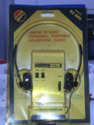 80 ' s Vintage Pepsi Cola Resonic Model RS886 Am/Fm Portable Headphone Radio 2