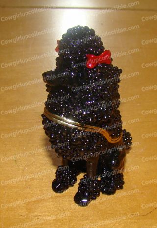 Poodle (black) Trinket Box (by Kubla Crafts,  3487b) Baked Enamel Over Pewter