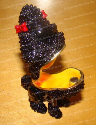 POODLE (Black) Trinket Box (by Kubla Crafts,  3487B) Baked Enamel over Pewter 4