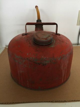 VINTAGE EAGLE RED & YELLOW GALVANIZED STEEL GAS CAN 2.  5 GAL.  MODEL 502 2
