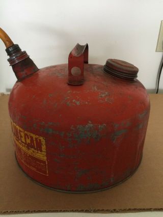 VINTAGE EAGLE RED & YELLOW GALVANIZED STEEL GAS CAN 2.  5 GAL.  MODEL 502 3