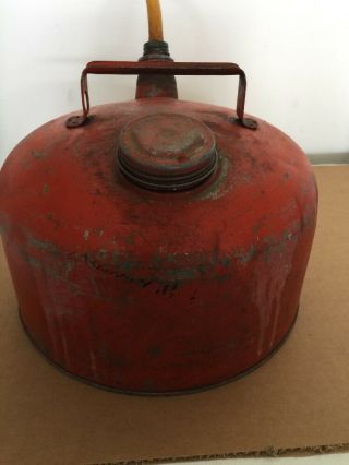 VINTAGE EAGLE RED & YELLOW GALVANIZED STEEL GAS CAN 2.  5 GAL.  MODEL 502 6