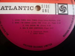Led Zeppelin Lp 1 Same Uk Atlantic Plum Press A1 B1 Superhype Credit Plays