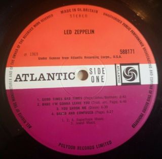 Led Zeppelin LP 1 Same UK Atlantic plum press A1 B1 Superhype CREDIT PLAYS 6