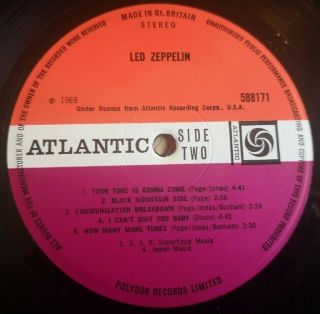 Led Zeppelin LP 1 Same UK Atlantic plum press A1 B1 Superhype CREDIT PLAYS 7