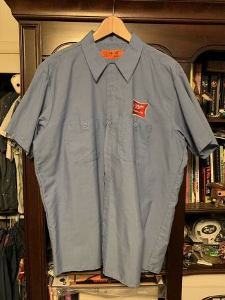 Vintage Miller High Life Beer Delivery Guy Work Shirt W/patch Xl Extra Large
