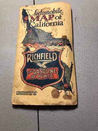 Amtique 1925 Richfield Oil Road Map Of California Vintage