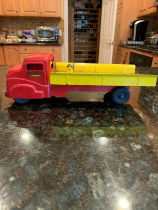 Vintage Pressed Steel Structo Flat Bed Tow Truck 13” Long Antique Toy Truck