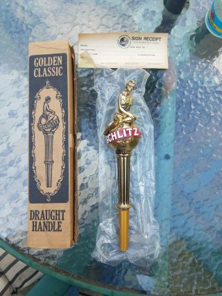 Vintage Schlitz Goddess Lady On World Globe Beer Tap New/old Stock.