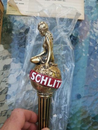Vintage Schlitz Goddess Lady On World Globe Beer Tap New/Old Stock. 4