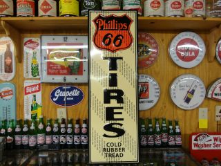Phillips 66 Modern Tires Sign Embossed Licensed Product Usa Made 14x42 "