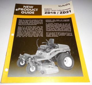 Kubota Zd18 Zd21 Zero Turn Mower Product Guide Sales Brochure Literature