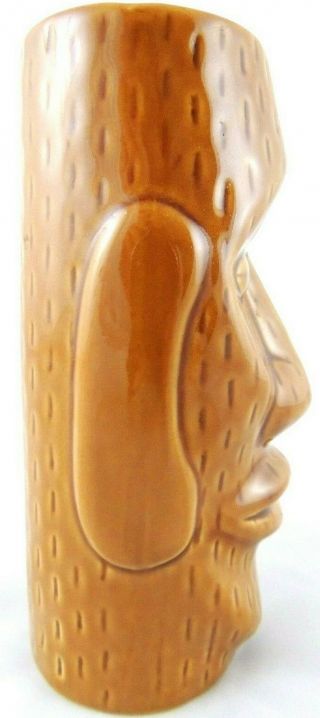 Tiki Mug 12 Oz Brown Glazed Ceramic Easter Island 6.  5” 3