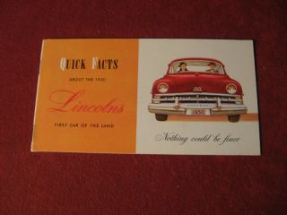 1950 Lincoln Showroom Sales Brochure Old Booklet Book Vintage