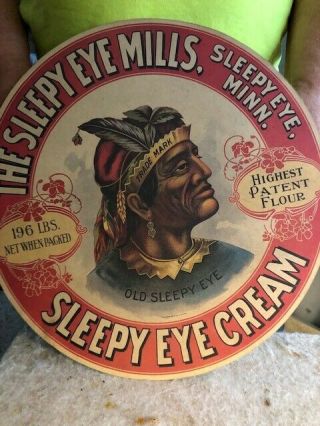 Vintage or Antique Sleepy Eye Milling flour barrel top advertising Paper 3