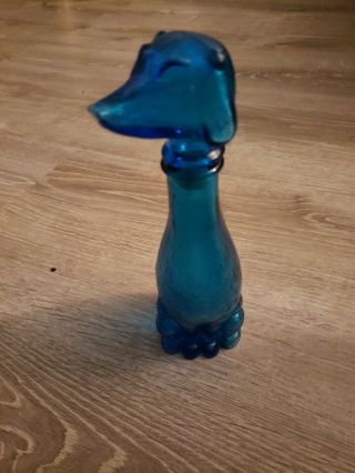 Vintage Pressed Blue Dachshund Dog Decanter Bottle Empty Rare