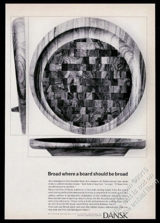 1961 Dansk Designs Teak Round Carving Board Photo Vintage Print Ad