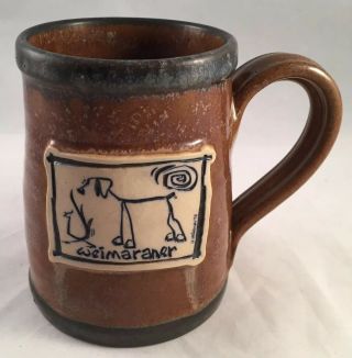 Handmade Weimaraner Dog Ceramic Mug Cup Brown 12 Fl Oz Signed Mccartney 1998
