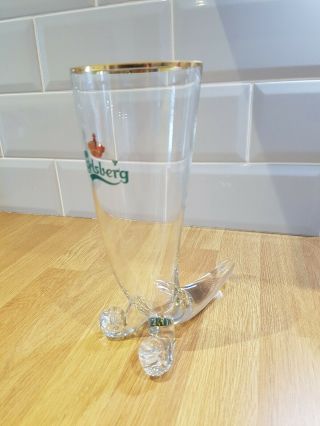 Very Rare Vintage Carlsberg Glass Drinking Horn Viking Breweriana Mancave