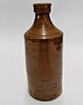 Antique 1800s Stoneware Salt Glazed Ink Bottle J.  Bourne & Son Denby Pottery Old
