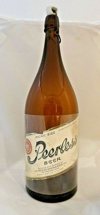 Peerless Beer Picnic Blob Bottle,  La Crosse Breweries,  Inc.  La Crosse,  Wi