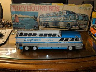 Vintage Tin Friction Greyhound Bus 2570 Made In Japan 1960 