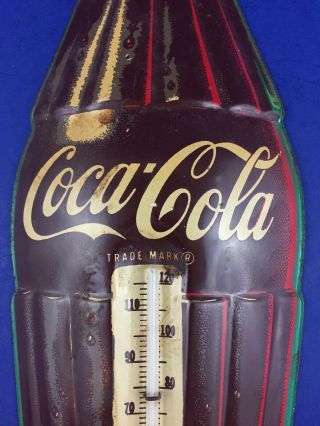Vintage Coca Cola Advertising Thermometer Robertson Coke Bottle Sign Made in USA 3