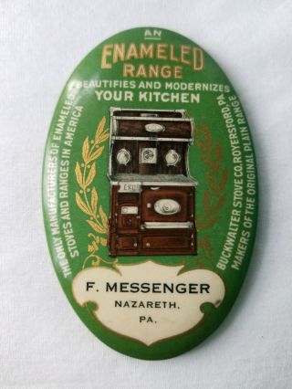 Vintage Buckwalter Stove Co Range Royersford Messenger Nazareth Pa Pocket Mirror