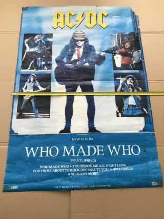 Ac/dc Who Made Who Massive Oz Record Store Poster For Lp & Tape 1986 Albert Acdc