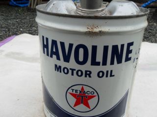 1967 HAVOLINE 5 GALLON MOTOR OIL CAN TEXACO YORK,  N.  Y. 2