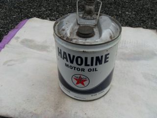 1967 HAVOLINE 5 GALLON MOTOR OIL CAN TEXACO YORK,  N.  Y. 6