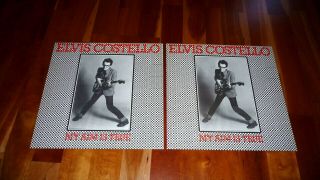Elvis Costello 2x My Aim Is True Sleeves No Vinyl Pink & Beige Backs Nm Stiff