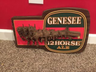 GENESEE 12 HORSE ALE VINTAGE 3 - D BEER ADVERTISING SIGN VINTAGE RARE 2