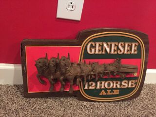 GENESEE 12 HORSE ALE VINTAGE 3 - D BEER ADVERTISING SIGN VINTAGE RARE 4