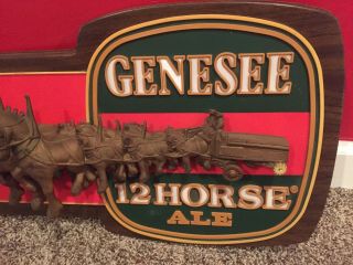 GENESEE 12 HORSE ALE VINTAGE 3 - D BEER ADVERTISING SIGN VINTAGE RARE 8