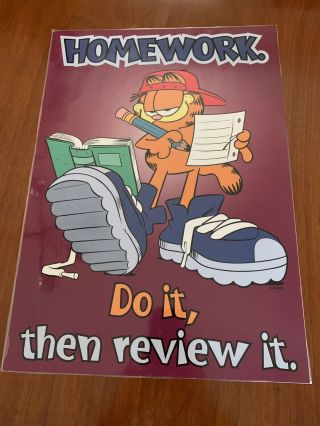 Vintage Garfield The Cat Poster By Argus 13.  5 " X19 " Homework Classroom Teacher