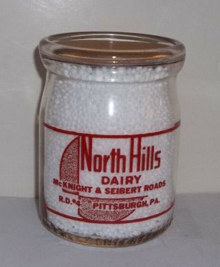 North Hills Dairy Pittsburgh Pa.  Pyro Half Pint Wide Mouth Jar Sour Cream