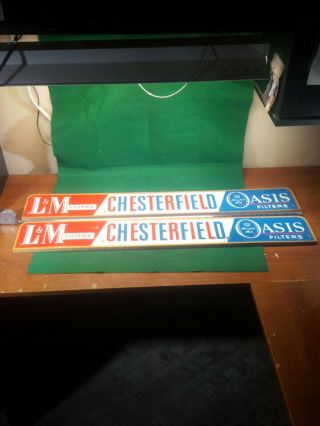2 Vintage Lithograph L&m Chesterfield Cigarettes Door Push Signs Wooden