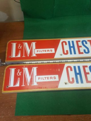 2 vintage lithograph L&M Chesterfield cigarettes Door Push Signs WOODEN 3