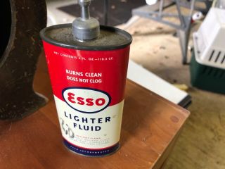 Vintage Esso Lighter Fluid 4 Oz.  With Lead Spout And Cap - - Rare