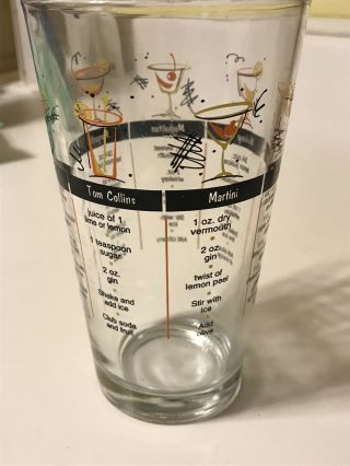 Vintage Libbey Glass Bartender Bar Cocktail Mixed Drink Recipes Shaker 2