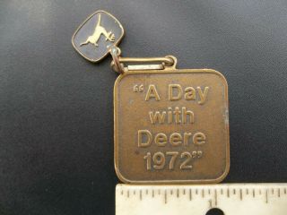 Vintage John Deere Key Chain / Fob 1972 " A Day With Deere "