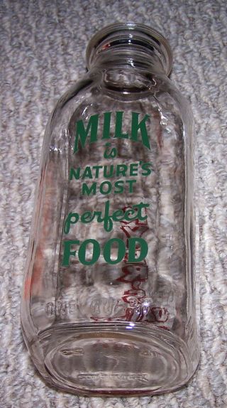 Vintage Kyer ' s Dairy Hoosick Falls NY Quart Milk Bottle Kyer Nature ' s Perfect 3