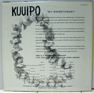 Rare Hawaiian LP - V/A - Kuuipo - My Sweetheart - Waikiki Records L.  P.  ST.  317 2