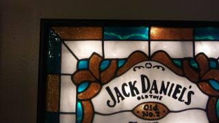 Jack Daniels Inspired Bar Sign Stained Glass Look Lighted Hand Painted 4