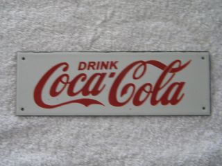Vintage Coca Cola (coke) Porcelain & Metal Advertising Sign Small