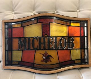 Breweriana Vintage Michelob Beer Sign Molded Stained Glass