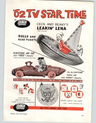 1962 Paper Ad Irwin Toys Beany And Cecil Leakin Lena Fred Flintstone Car