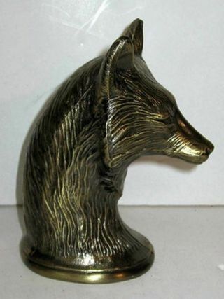 Fox Bust Vintage Paperweight Brass Finish All Metal Usa 1970 