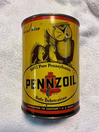 Pennzoil One Quart Steel Solder Seam Can,  " Be Oil Wise "